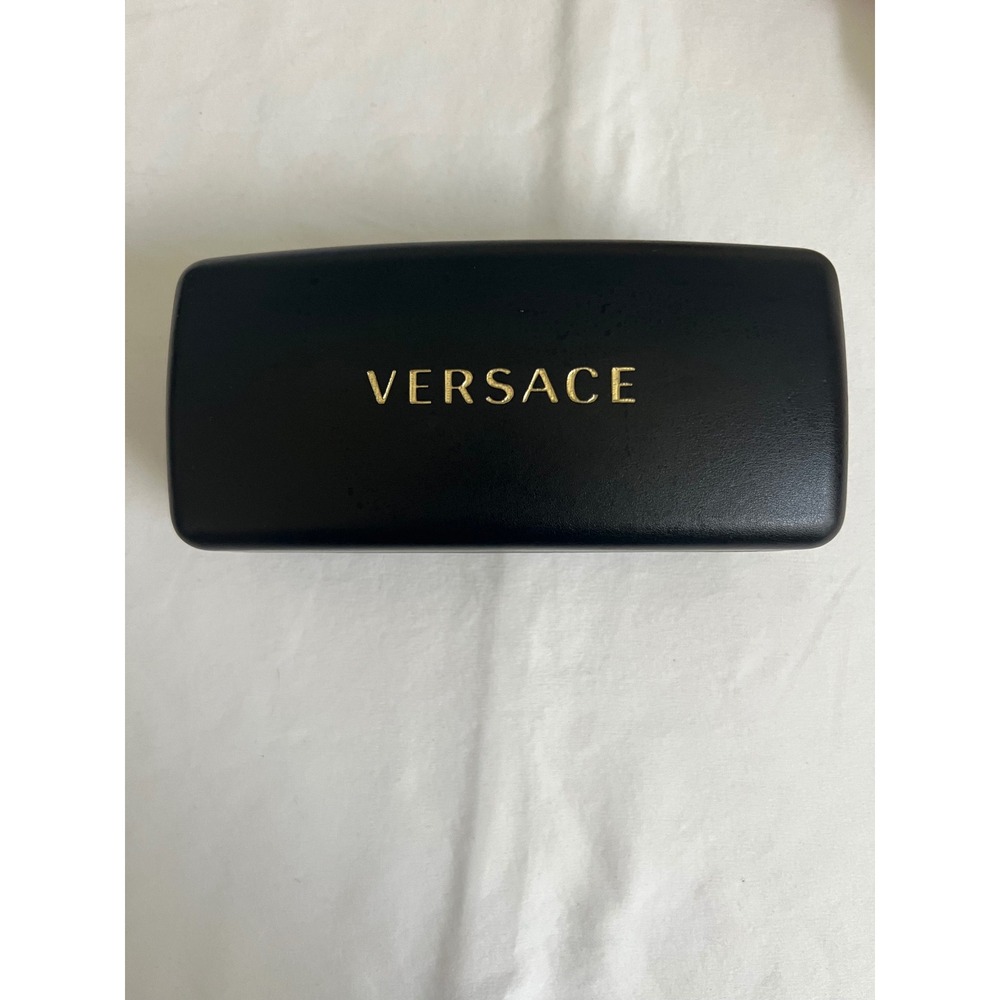Versace Sunglasses Case Authentic Black Hard Clam Shell Gold Logo